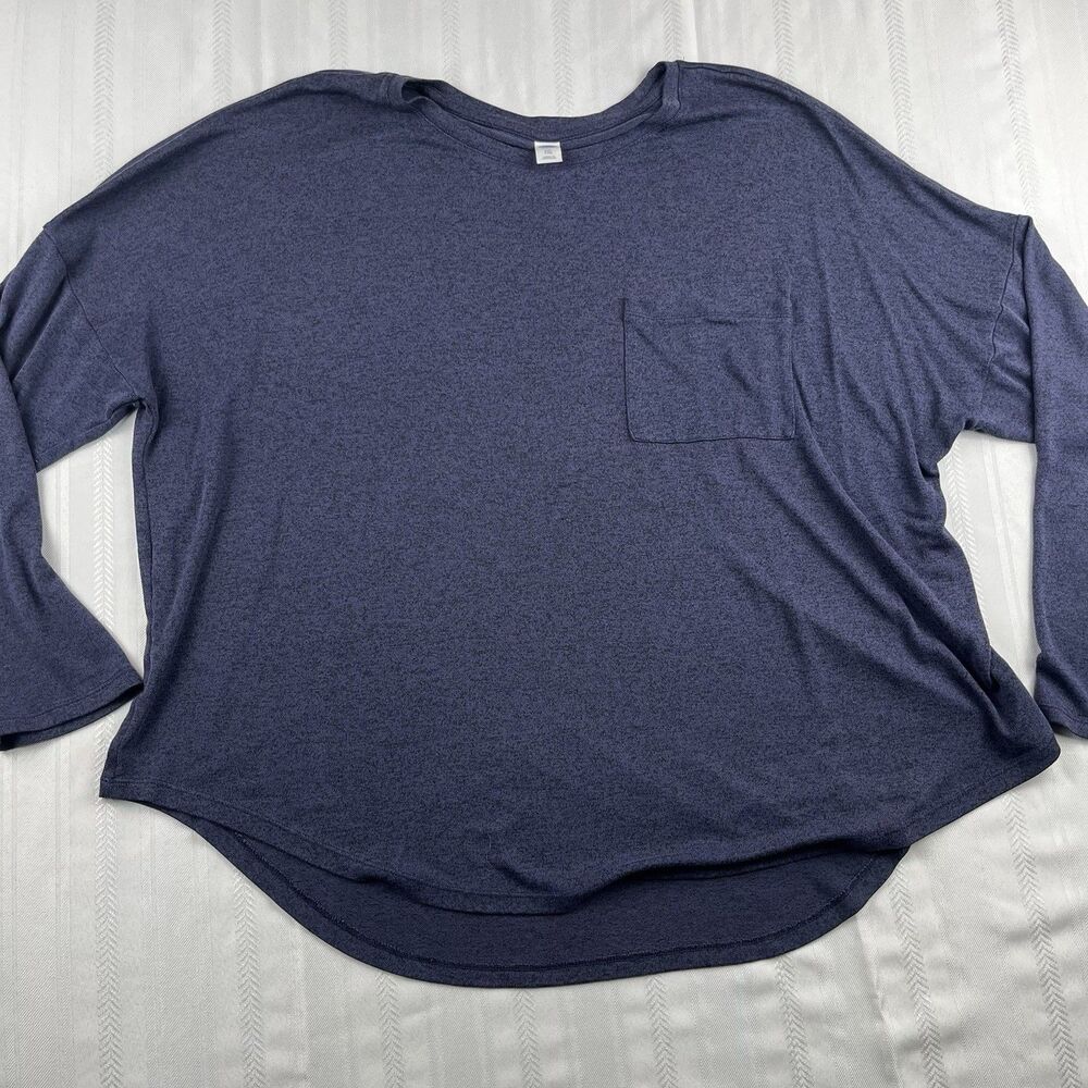 Old Navy Casual Boyfriend Top Women Size XXL Blue Linen blend
